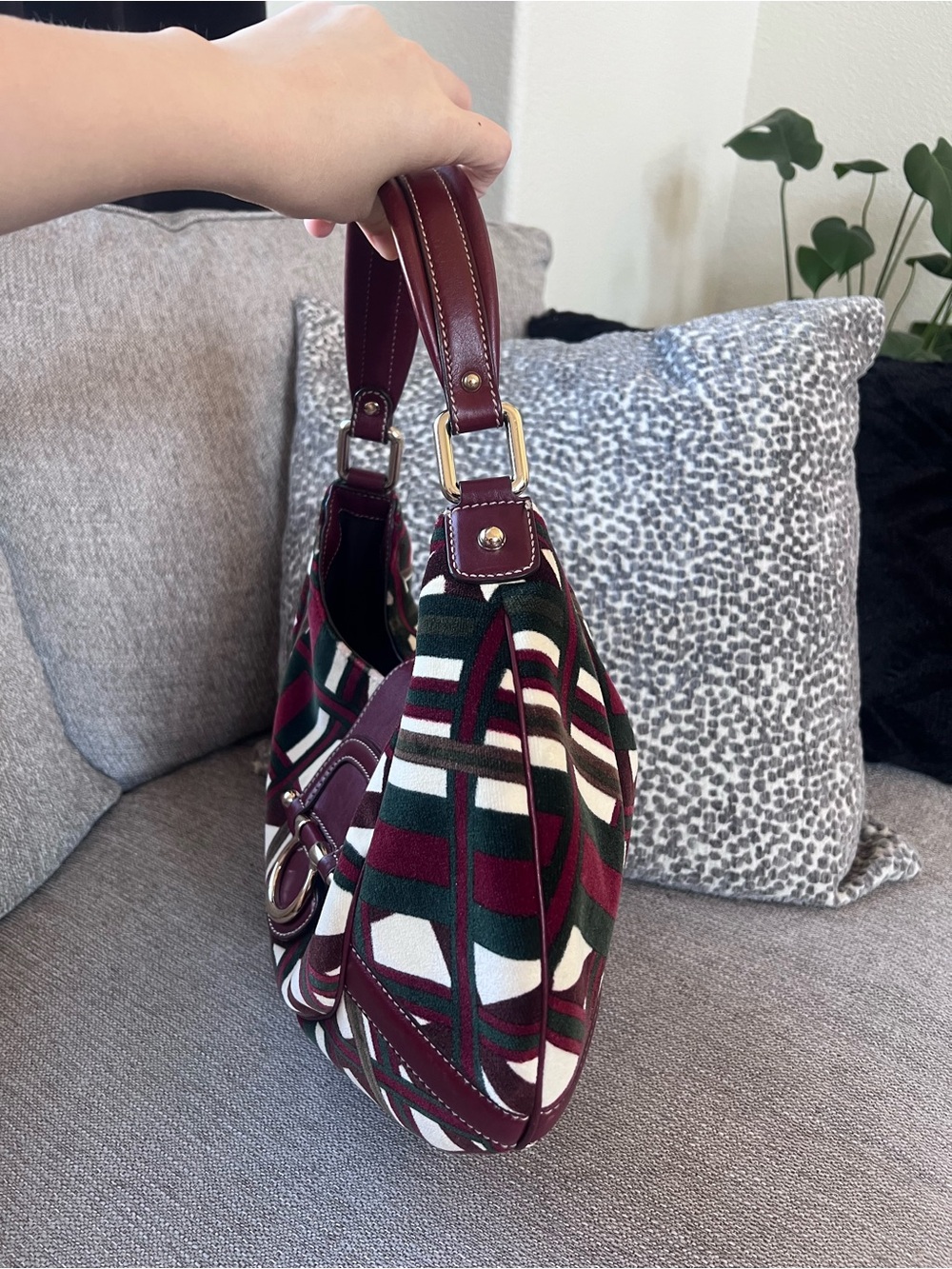 Gucci Limited Edition 85th Anniversary Horsebit Burgundy Green Shoulder Hobo Bag - Picture 4 of 12